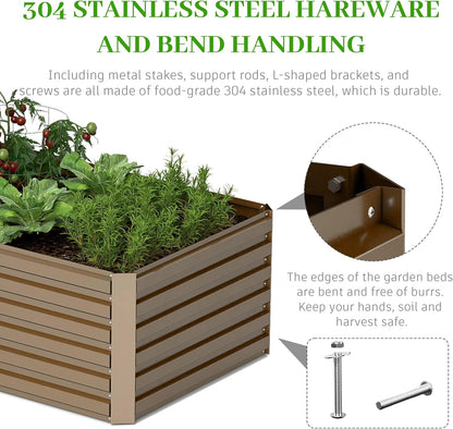 8x4x2 ft Outdoor Raised Garden Bed, Large Metal Planter Raised Beds, Planters for Outdoor Plants for Vegetables, Flowers, Herbs, Fruits, and Succulents.(4 Pcs)