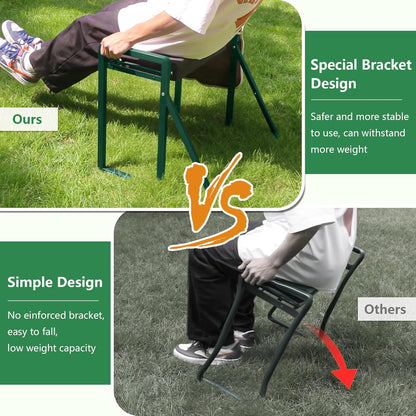 seasky Foldable Garden Kneeling and Seat, Anti-Tipping Garden Bench Widened Thick Soft Kneeling Pad, Heavy Duty Gardening Stool with Garden Tool Bag,Gardening Gift for Women(Without Gloves)