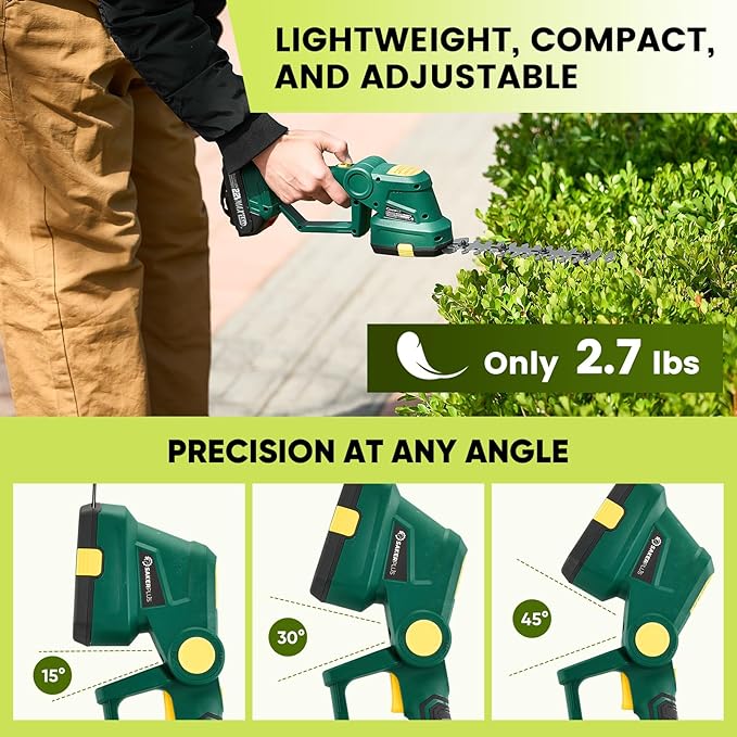 Rechargeable 2-in-1 Hedge and Grass Trimmer, 22V Lightweight Cordless Shrub Cutter with Adjustable Head, Battery and Charger Included – Ideal for Lawn and Garden Work