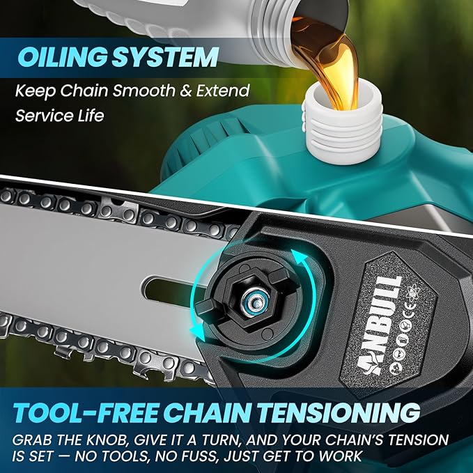 Anbull 2-IN-1 Cordless Pole Saw 6 inch, 2 * 4.0Ah Battery Powered Pole Saws for Tree Trimming, with 15.5ft Max Extension Pole for Tree Branches Wood Cutting