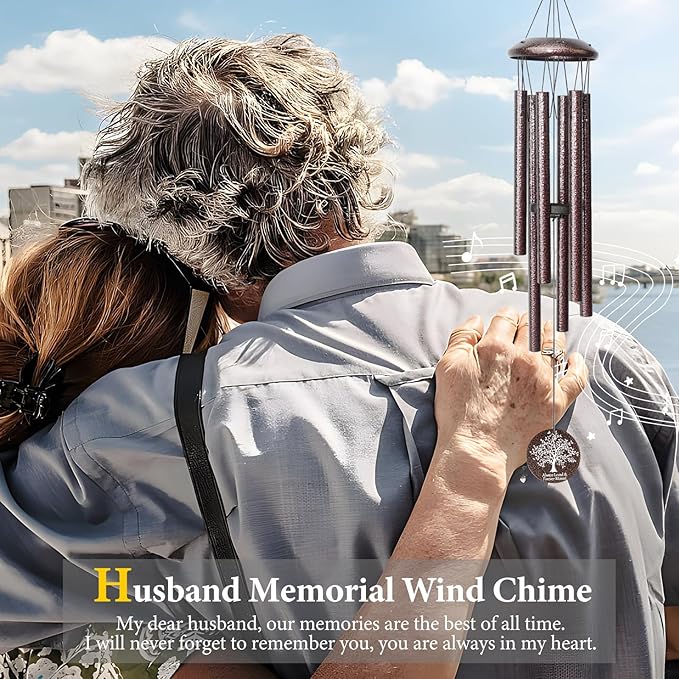Memorial Sympathy Gifts for Loss of Husband, 25" Memorial Wind Chimes for Lose of Husband Sympathy Gift, Remembrance/Grief/Bereavement Gifts