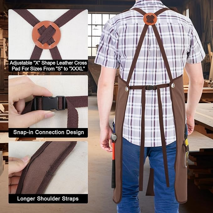 Multi-Functional Men's Tool Apron, Multi-Pocket Canvas Apron, Woodworking, Mechanic, Blacksmith, Waiter Work Apron