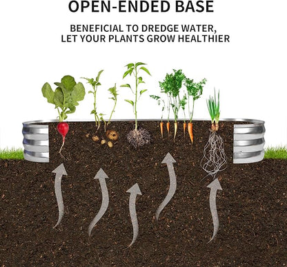 GADI Raised Garden Bed Kit for Vegetables Flower Galvanized Metal Planter Boxs Designed for Easy DIY and Cleaning Not Twist Or Rot (Silver)