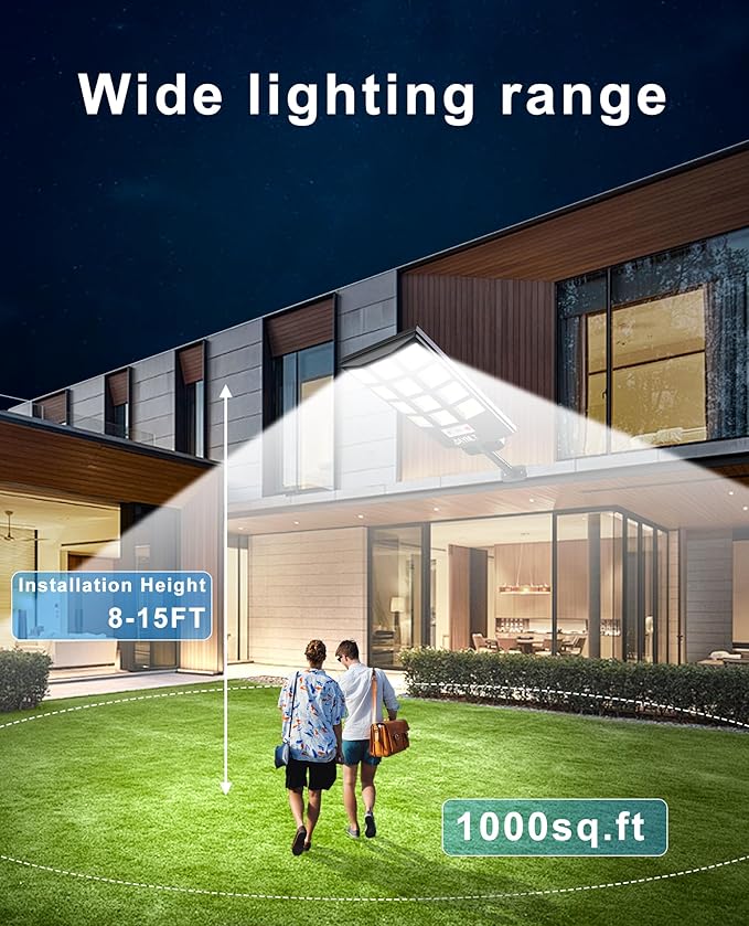 JAYNLT Solar Lights for Outside, 5 Lighting Modes Solar Flood Security Light with Motion Sensor & Dusk to Dawn&Remote, 6500K Street Lamps for Yard Garden,Shop - 4PACK