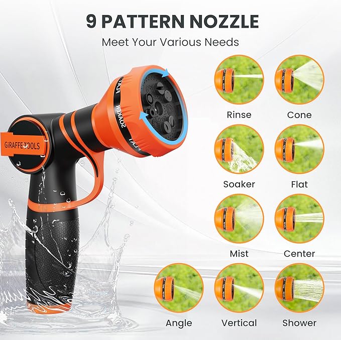 Giraffe Tools CW20 Retractable Garden Hose Reel 5/8" x 60 ft Heavy Duty Water Hose Reel, Swivel Bracket, Any Length Lock, Light Grey