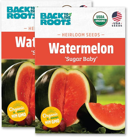 Back to The Roots 100% Organic Heirloom Seeds - Small Watermelon Value Pack (3.4g Total)
