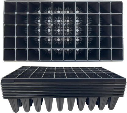 50 Cell Seedling Plastic Nursery Trays, 10 Pack, Thick Durable Germination Plug Trays, 500 Cells Reusable Plant Propagation