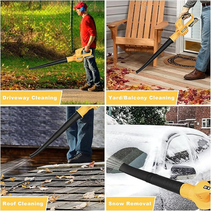 Leaf Blower Cordless with 2 Batteries and Charger, 21V Electric Leaf Blower with 2 Speed Modes, 2.0Ah Lightweight Battery Powered Blowers for Lawn Care, Patio, Blowing Leaves