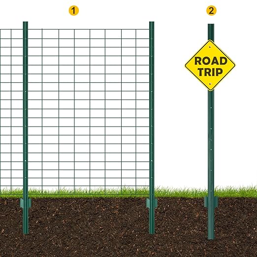 XYADA Fence Posts Sturdy Duty Metal Fence Post,U Post for Fencing in Garden Yard and Outdoor Wire-Pack of 10 (6 Feet)