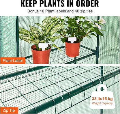 VEVOR Walk-in Green House, 55.5 x 29.3 x 80.7 inch, Portable Greenhouse with Shelves, High Strength PE Cover with Roll-up Zipper Door and Steel Frame, Set Up in Minutes, for Planting and Storage
