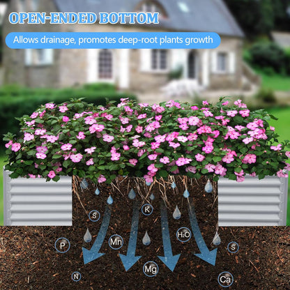 8x4x2ft Galvanized Raised Garden Bed, Planting Bed Kit, Galvanized Planter Raised Garden Boxes Outdoor, Large Metal Raised Garden Beds for Vegetables