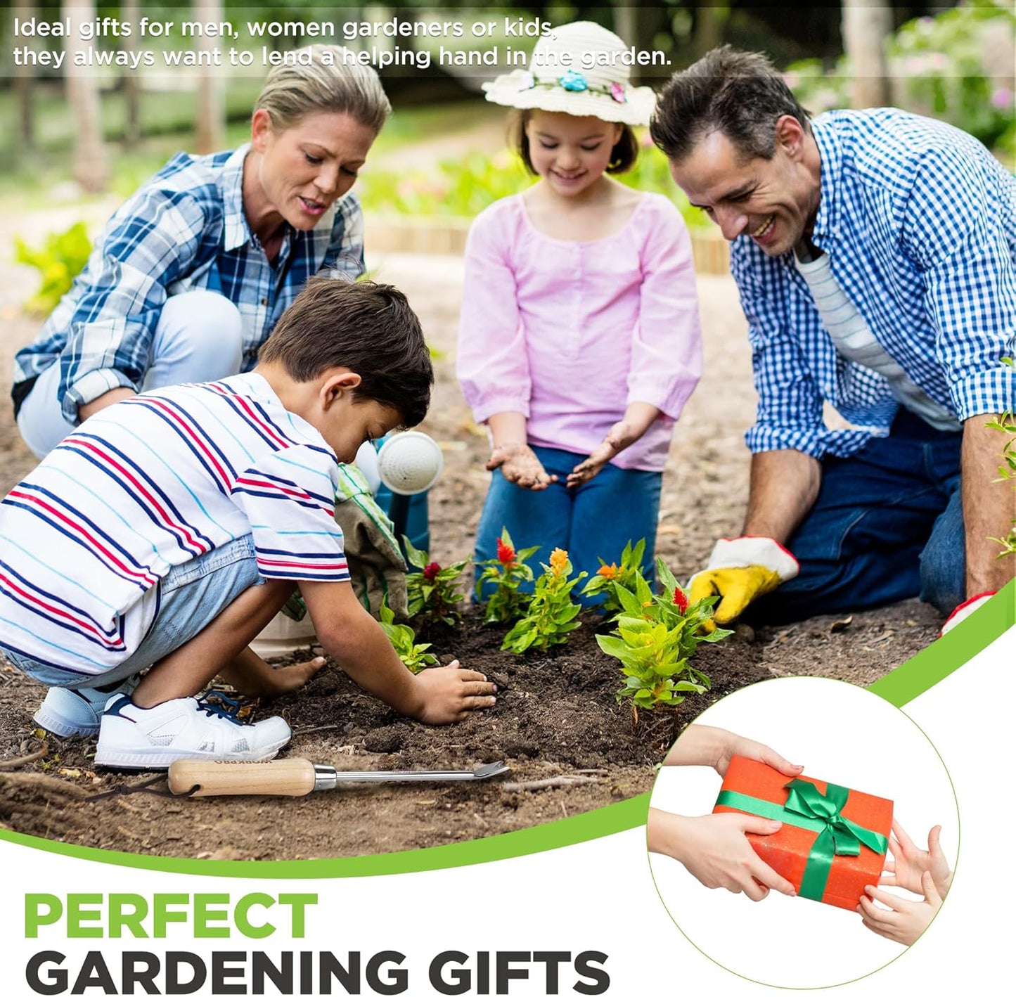 WORKPRO Dandelion Weeder Puller Tool with Wood Handle, Polished Stainless Steel Garden Weed Remover Tool, Two-Pronged Fork Weeder Tool for Lawn Farmland Transplant Gardening Plant Tool