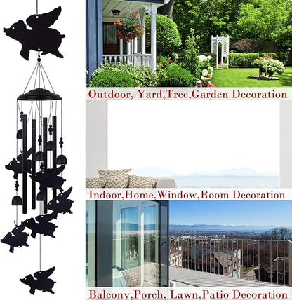 Flying Pigs Wind Chimes Outdoor, Memorial Wind Chimes, Mobile Music Wind Catcher, Fly Pig Wind Chime for Home, Tree, Yard, Patio, Garden Decoration, Festival Gifts for Mom, Xmas Gifts for Pig Lovers