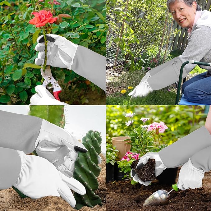 Long-Gardening-Gloves for Women/Men - Thorn Proof Rose Pruning Gloves Heavy Duty Gauntlet-M