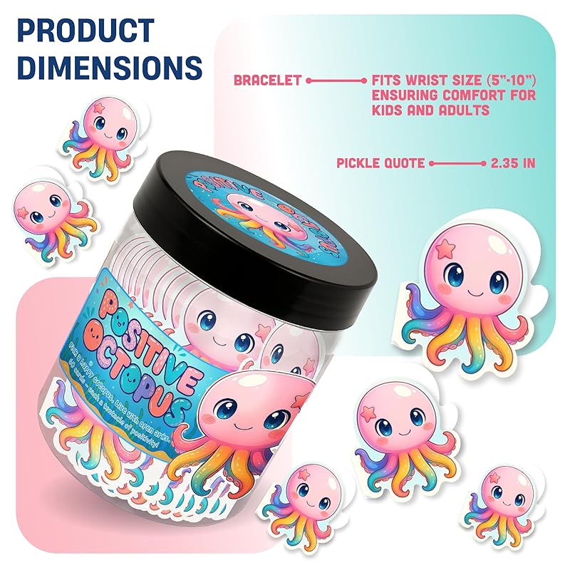 Positive Octopus Jar with 60 Daily Affirmation Cards, Emotional Support Octopus, Positive Octopus, Octopus Decor, Octopus Gifts, Motivational Cards, Inspiring Gift, Octopus Gifts For Women