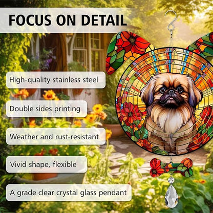 Pekingese Dog Ears Wind Spinner, Pekingese Wind Spinner Hanging for Yard and Garden