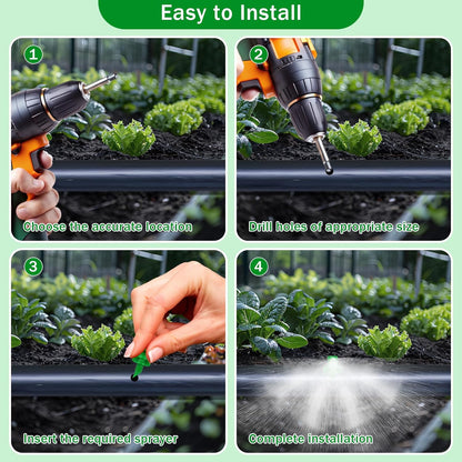 210Pcs Drip Irrigation Emitters 90/180/360 Degree Micro Sprinkler Heads Misting Sprinkler Refraction Automizing Micro Sprayer Irrigation Misting Nozzles for Plants Water Garden Irrigation System