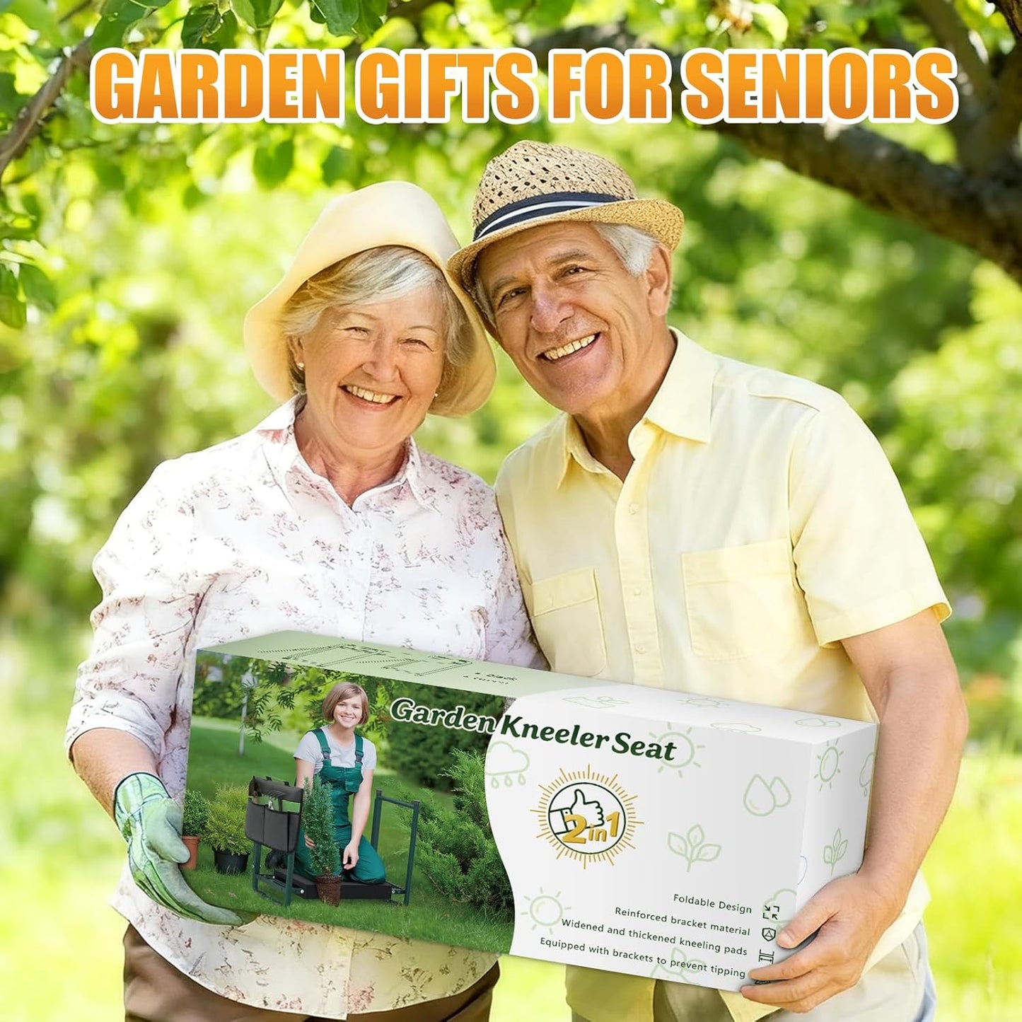 seasky Foldable Garden Kneeling and Seat, Anti-Tipping Garden Bench Widened Thick Soft Kneeling Pad, Heavy Duty Gardening Stool with Tool Bag,Gardening Gift for Women