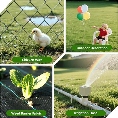 AAGUT 16 Pack Garden Landscape Staples 6 Inch Soaker Hose Stakes 11 Gauge Drip Line Irrigation Stakes Water Hose Hooks Galvanized Lawn U Pins Sod Nails for Chicken Wire, Drip Tubing, Dog Fence