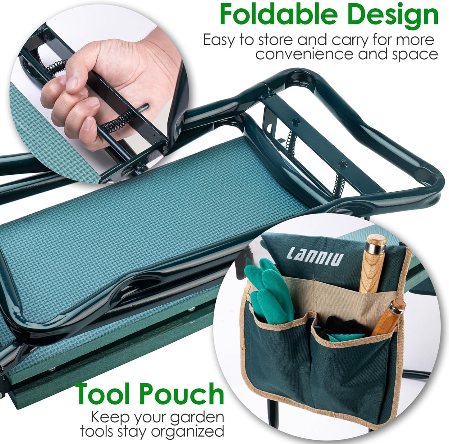 Garden Kneeler and Seat, Foldable Garden Stool, Heavy Duty Garden Chair for Kneeling and Sitting, Gardening Gifts for Women, Grandparents, Seniors, Mom & Dad