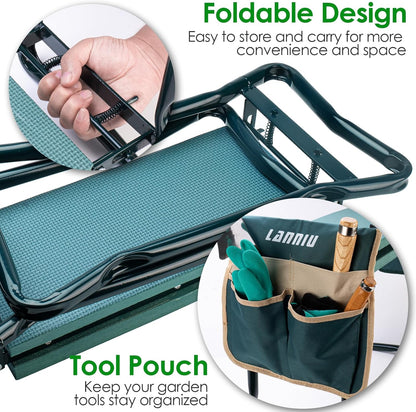 Garden Kneeler and Seat, Foldable Garden Stool, Heavy Duty Garden Chair for Kneeling and Sitting, Gardening Gifts for Women, Grandparents, Seniors, Mom & Dad