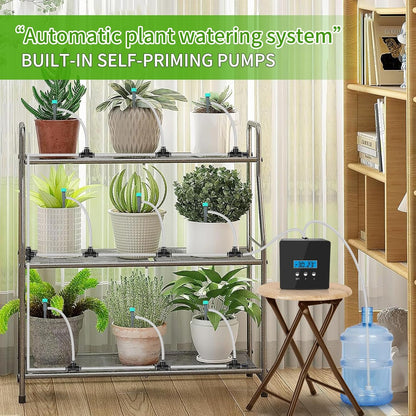 Automatic Watering System for Potted Plants - 10-Pot Indoor Plant Waterer with Timer, Leak-Proof Design & USB-C/Battery Power