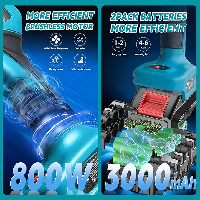 Electric Pruning Shears with Pole 1.4-2.0 Cutting Diameter & 2-IN-1 Electric Pole Pruner,2PCS 3.0Ah Batteries,Brushiless Motor,4 Modes Adjustable Branches Cutter for Flower, Tree Trimming (Blue)