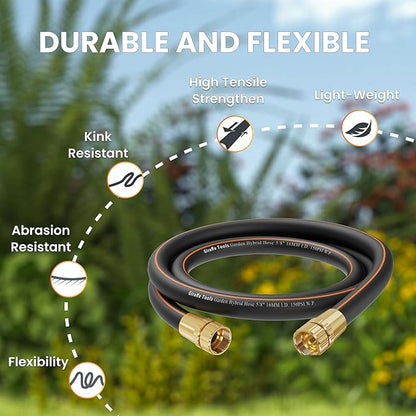 Giraffe Tools Leader Hose 2ft x 5/8", 24INCH Short Water Hose for Hose Reel Connecting 3/4 inch GHT Connector, Lightweight, Flexible with Female Female Fittings