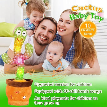 Volume Adjustable Dancing Talking Cactus, Singing Repeating Recording Mimicking Cactus Baby Toys, Interactive Learning Tummy Time Toy for Toddler Boys Girls Funny