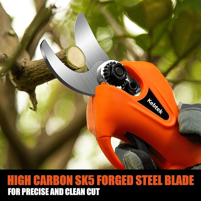 Pruning Shear Battery Powered, Kebtek Cordless Portable Electric Pruner with 2Pack 2Ah Rechargable Batteries -16.8V 25MM(0.98Inch) Cutting Diameter