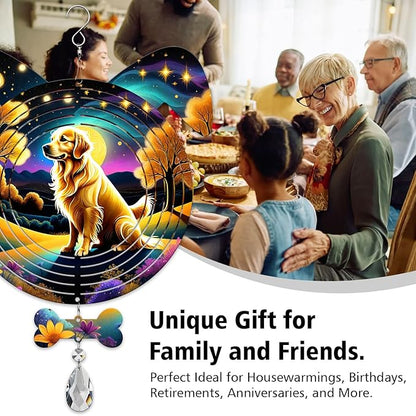 Golden Retriever Dog Ears Wind Spinner, Golden Retriever Wind Spinner Hanging for Yard and Garden