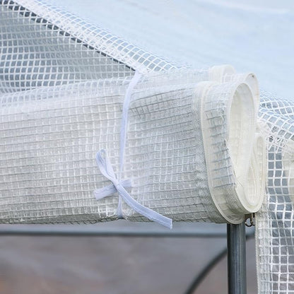 Outsunny 20' x 10' x 7' Outdoor Walk-in Greenhouse, Tunnel Green House with Roll-up Windows, Zippered Door, PE Cover, Heavy Duty Steel Frame, White