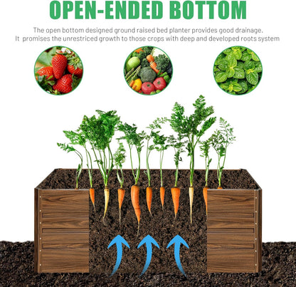 SnugNiture 4x2x2FT Raised Garden Bed Galvanized Planter Garden Boxes Outdoor, Deep Root Planter Raised Bed for Vegetables Flowers Herbs,Brown