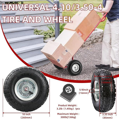 10" Replacement Tire and Wheel 4.10/3.50-4",10 inch Pneumatic Utility Tires for Gorilla Cart, Dolly, Hand Truck, Lawnmower, Garden Wagon with 5/8” Axle Bore Hole - Double Sealed Bearings (2 pack)