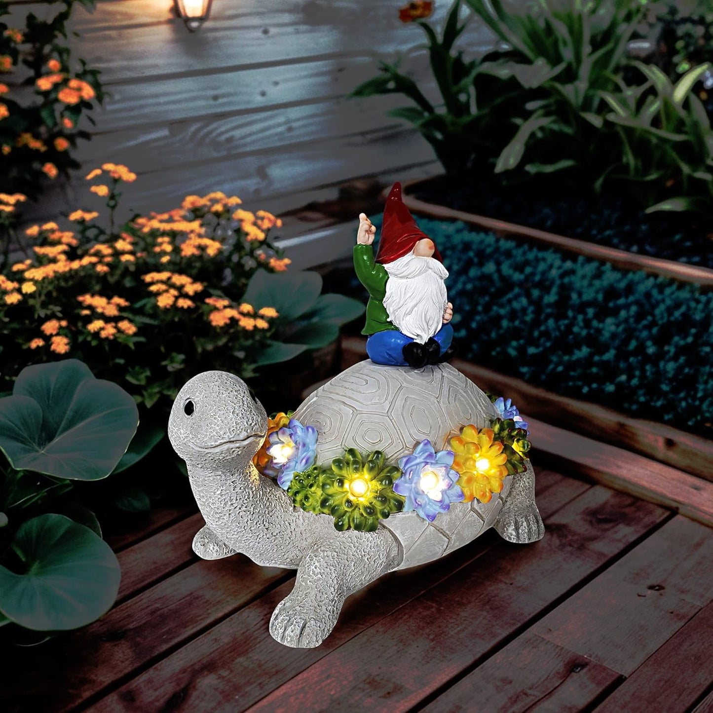 Gnome Hide a Key Outside Turtle Garden Decor Outdoor Key Hider Statues Funny Decorations for Yard Patio Lawn Solar Figurine with Light Ornaments Housewarming for Women Mom Grandma
