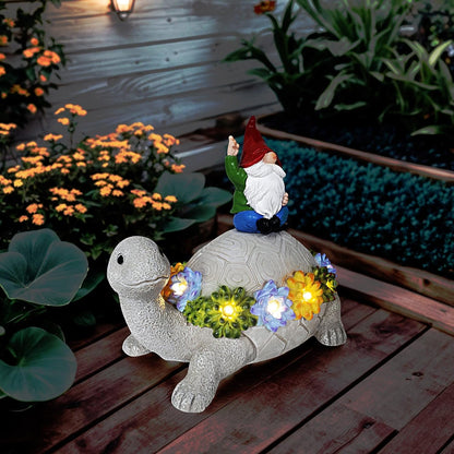 Gnome Hide a Key Outside Turtle Garden Decor Outdoor Key Hider Statues Funny Decorations for Yard Patio Lawn Solar Figurine with Light Ornaments Housewarming for Women Mom Grandma