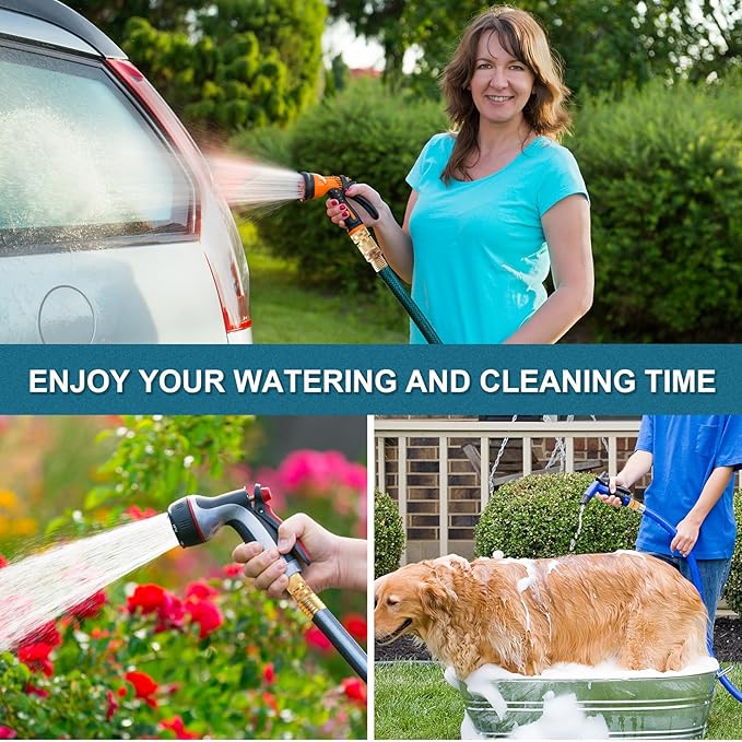 Garden Hose Quick Connect, Brass Hose Quick Connect fittinging, 3/4 Inch Heavy Duty Hose Connector, Leak-Proof, Easy to Install, Compatible with Standard Garden Hoses (2 Pack)