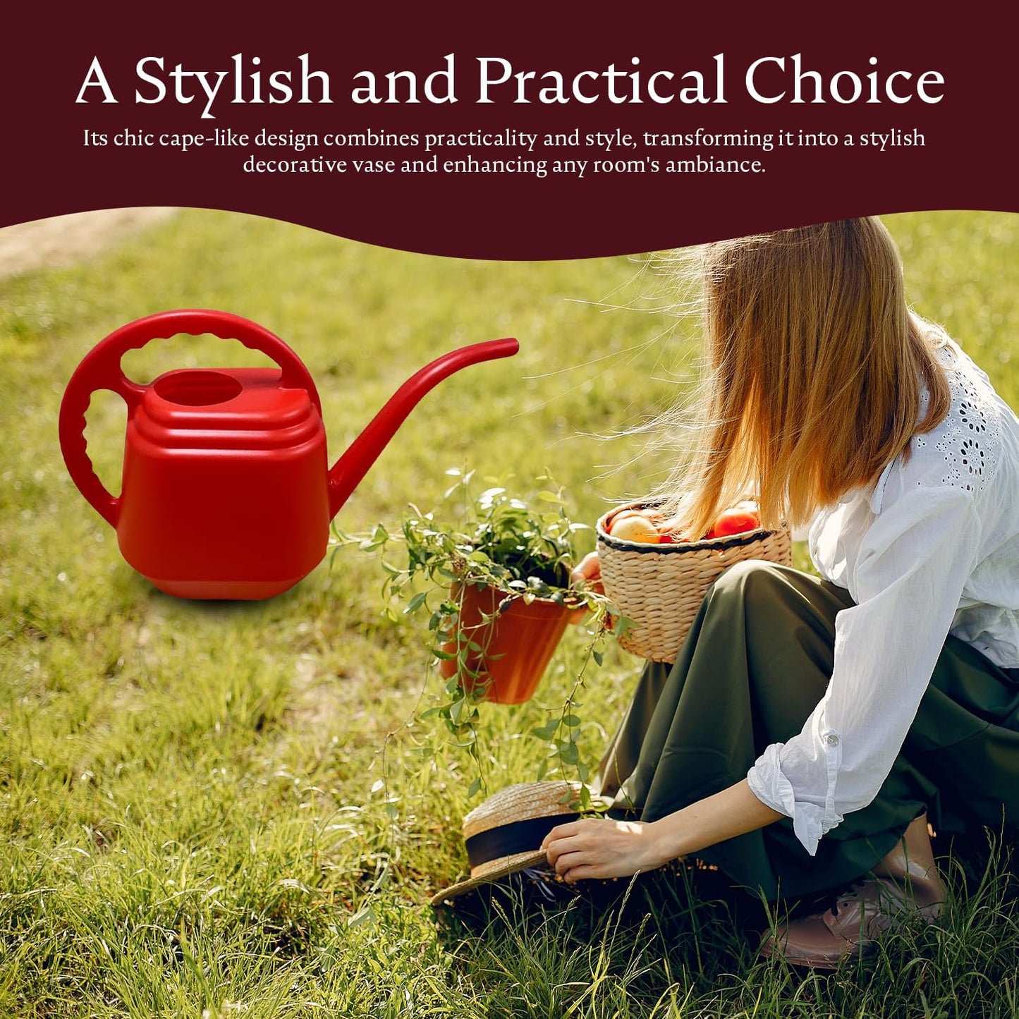 KP KOOL PRODUCTS 2 Liter Red Watering Can – Drable Plastic Indoor & Outdoor Plant Waterer – Lightweight Garden Tool with Easy Pour Spout – Perfect for Flowers, Herbs, Lawns & Houseplants – 1 Pack