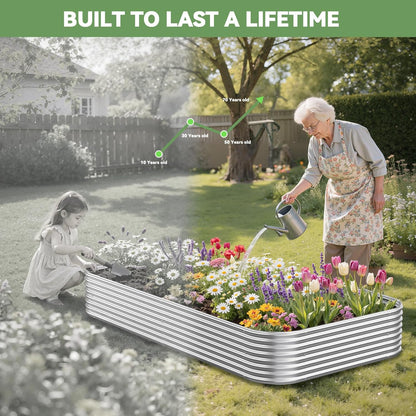 3 Pack 3x2FT Galvanized Raised Garden Bed Outdoor,Metal Raised Garden Beds Kit for Vegetables,Steel Raised Bed for Gardening,Above Ground Garden Box for Flower