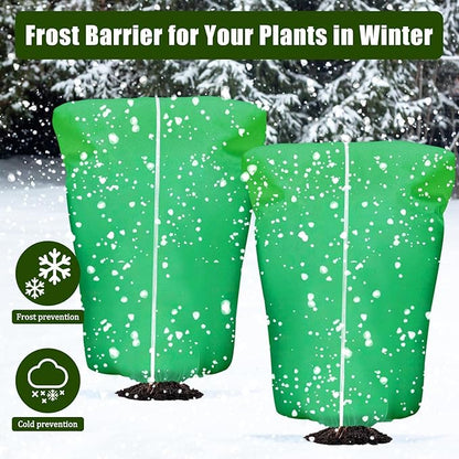 4 Pcs Plant Covers Frost Protection Bag 71" x 47" Winter Reusable Plants Jacket with Drawstring Shrub Protection Wraps Bags Frost Blanket for Winter Outdoor Garden Plants