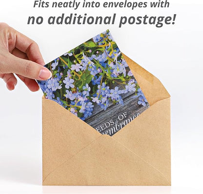 Bentley Seed Co. | Seeds of Remembrance | Pre Filled Non-GMO, Non-Coated Forget Me Not Seeds Packets | Perfect Memorial Service Giveaways and Celebration of Life Decorations | Pack of 25