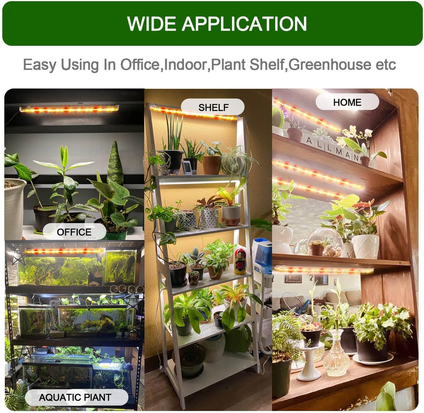 Grow Light for Indoor Plants Abonnyc 96 LEDS Plant Grow Light Strips 10 Inch Warm White Light & Red Light Full Spectrum with Auto On/Off Timer Sunlike Small Grow Lamp for Hydroponics Succulent, 4 Bars