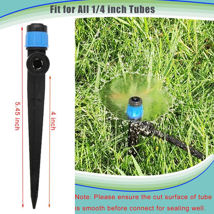 30pcs Drip Irrigation Emitters - Push-to-Quick Connect to 1/4" Tube - Adjustable 360 Degree Drippers Emitters Vortex on 5.5" Stakes-Garden Watering System (Blue Emitters Vortex-30 PCS)