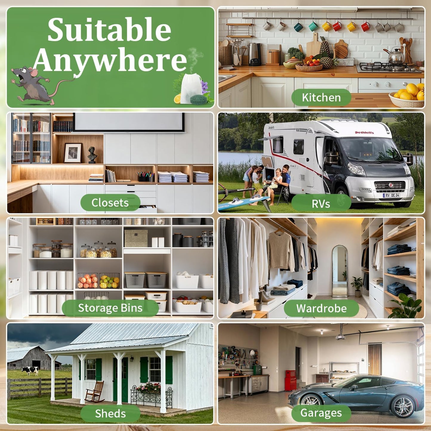 Mouse Rodent Repellent, 24pcs Peppermint Lemon Oil Mice Repellent for Squirrel Rats Spider Pests, Natural Mouse Traps for Indoor Outdoor Use, Keep Rodents Away from Garden and Home, Family & Pet Safe