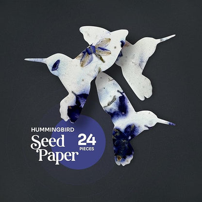 Wildflower Seed Paper - Set of 24 Hummingbird-Shaped for Funeral Favors, Memorial Gifts, & Sympathy Gifts for Loss of Father and Mother (Purple)
