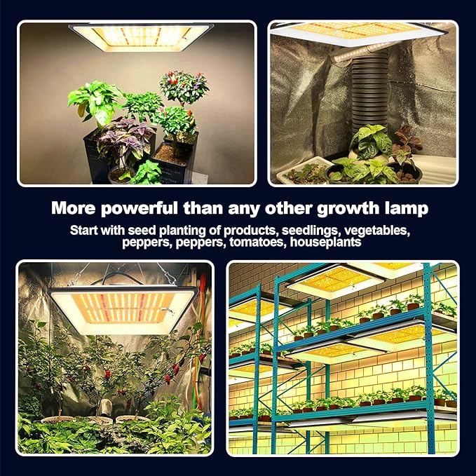 KOSCHEAL KT600 LED Grow Light Use with LM301B LEDs Sunlike Full Spectrum Grow Lights for Seedlings Indoor Plants Veg and Bloom Growing Lamps for 2x2ft Coverage Output 65W±5%