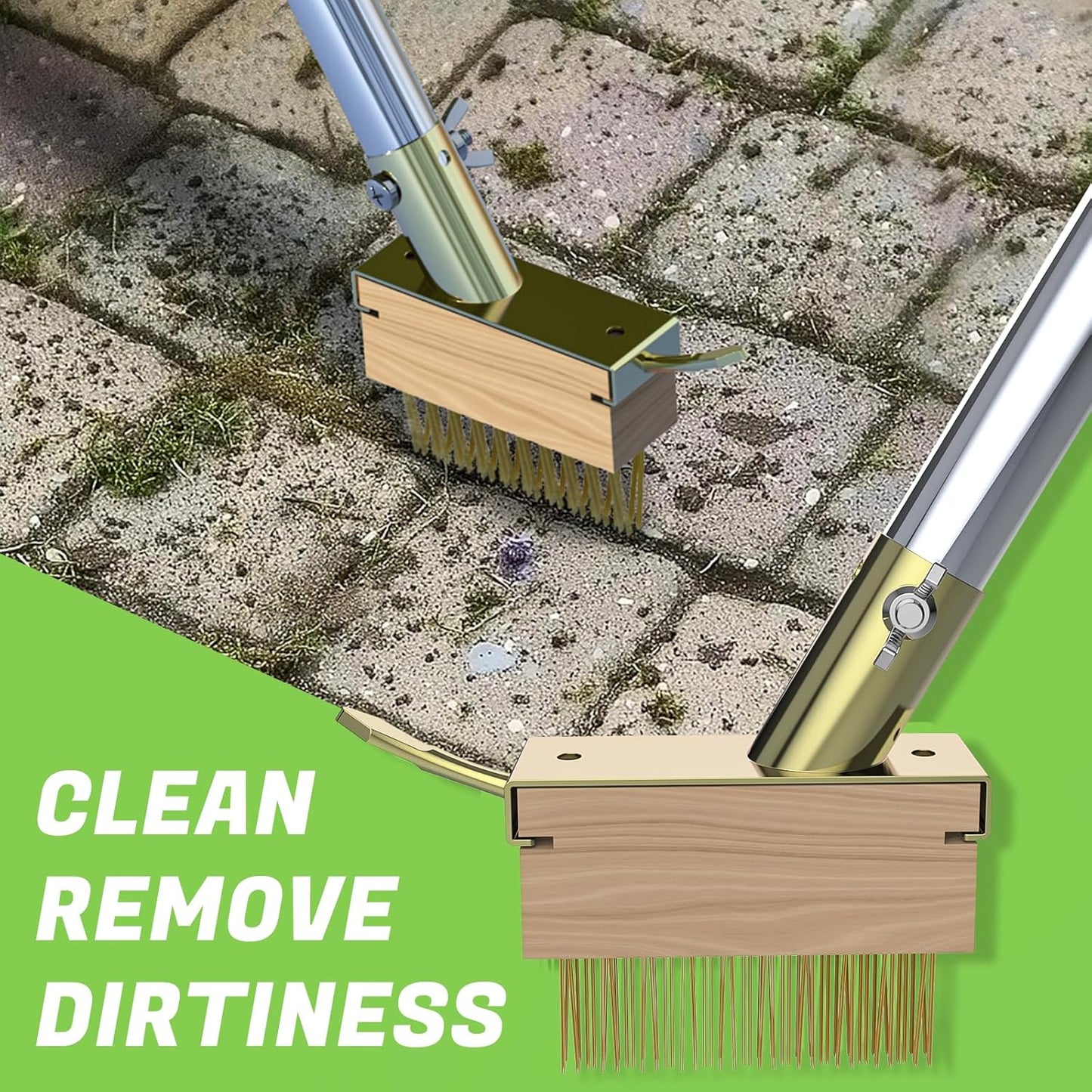 Crack Weeder Tool Set, Manual Stainless Steel Crevice Weeding Tool with Adjustable Handle for Moss & Weed Removal in Driveways, Patios, Pavers, Garden Cracks