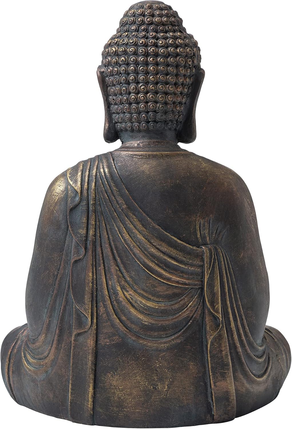 Glitzhome GH20384 22.75" Indoor Outdoor Sitting Meditating Buddha Zen Statue, 22.75 Inch Tall, Bronze