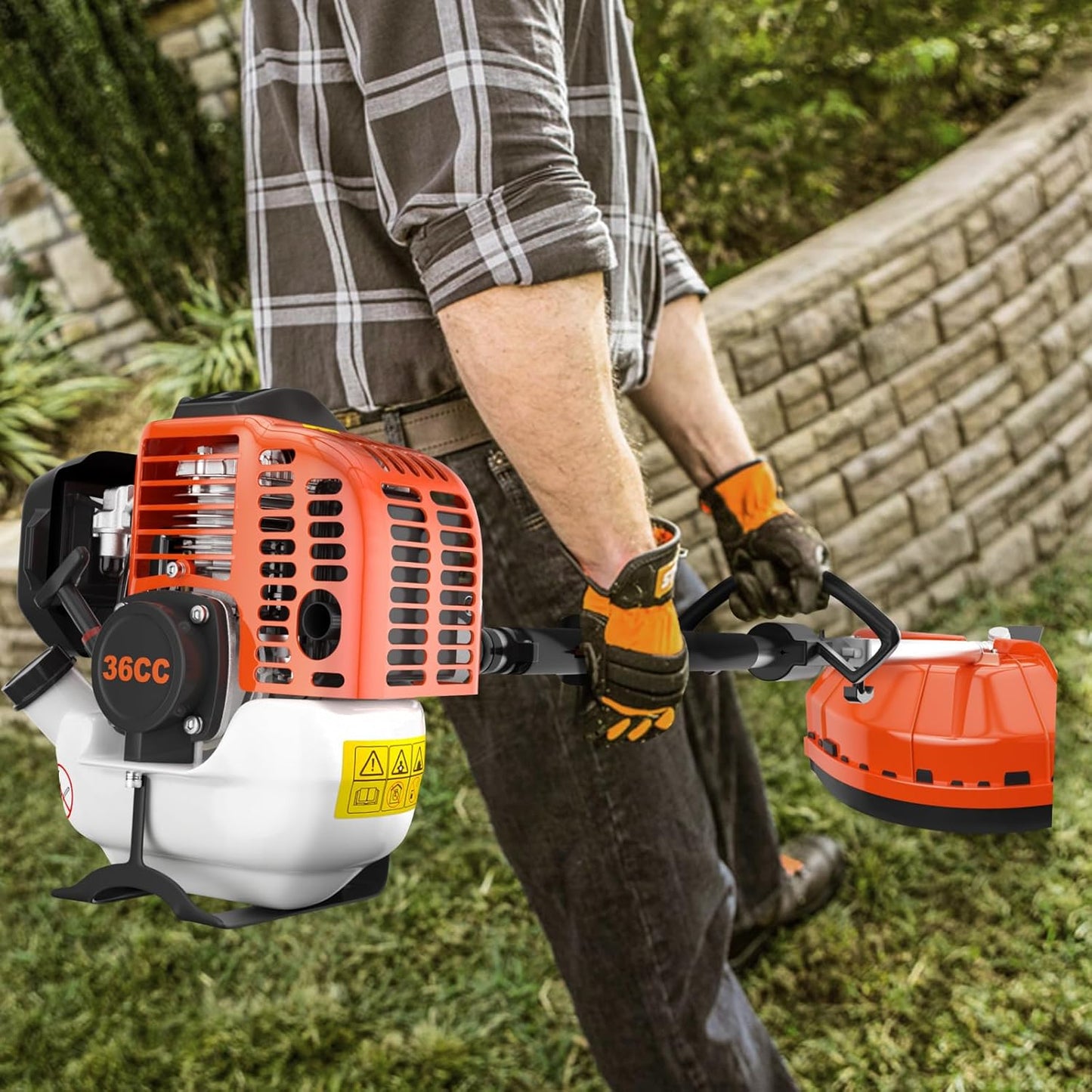 36cc Gas Trimmer Edger Mower, 3 in 1 Grade Weed Wacker, Powerful 2 Stroke Gas String Trimmer Yard Tool, Carb Compliant Lawn Equipment, Quick Start Grass Cutter