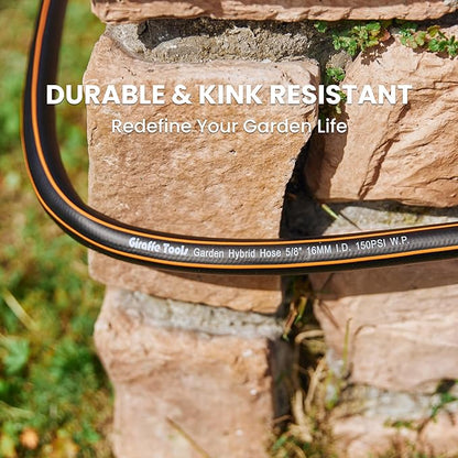 Giraffe Tools Garden Hose 25ft x 5/8'', Water Hose Heavy Duty, Flexible, Lightweight Hybrid Hose with Swivel Handle, Male to Female Fittings